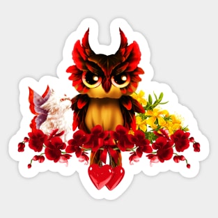 Beautiful fantasy owl with flowers Sticker